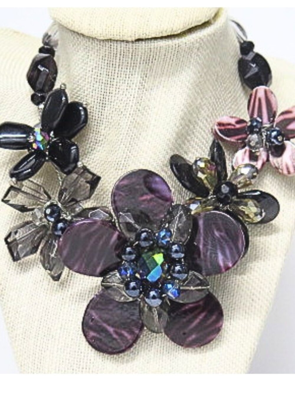 Purple Floral Statement Necklace